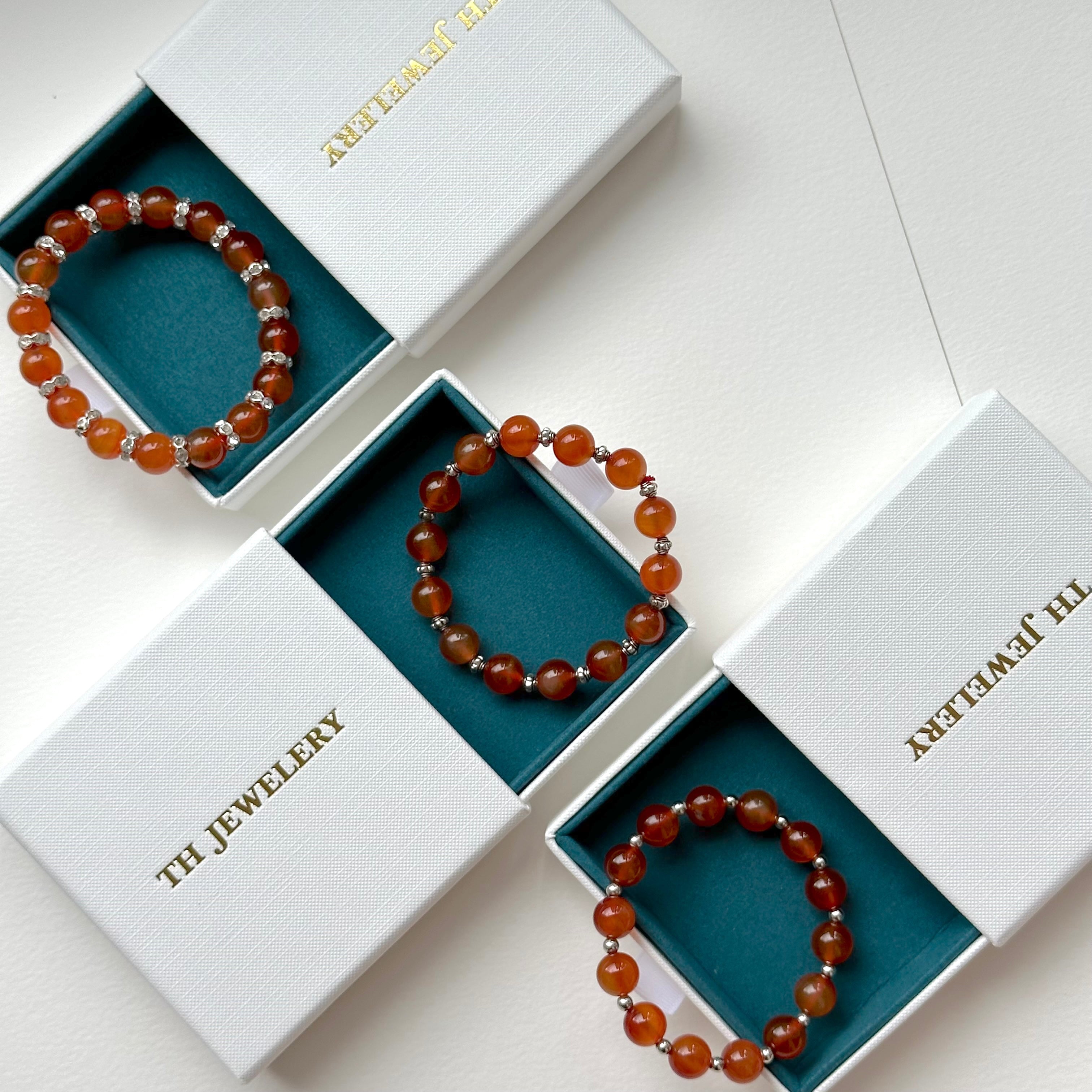 GS2【 7月誕生石 赤玉紅瑪瑙禮盒】精選三款銀飾手鏈手串