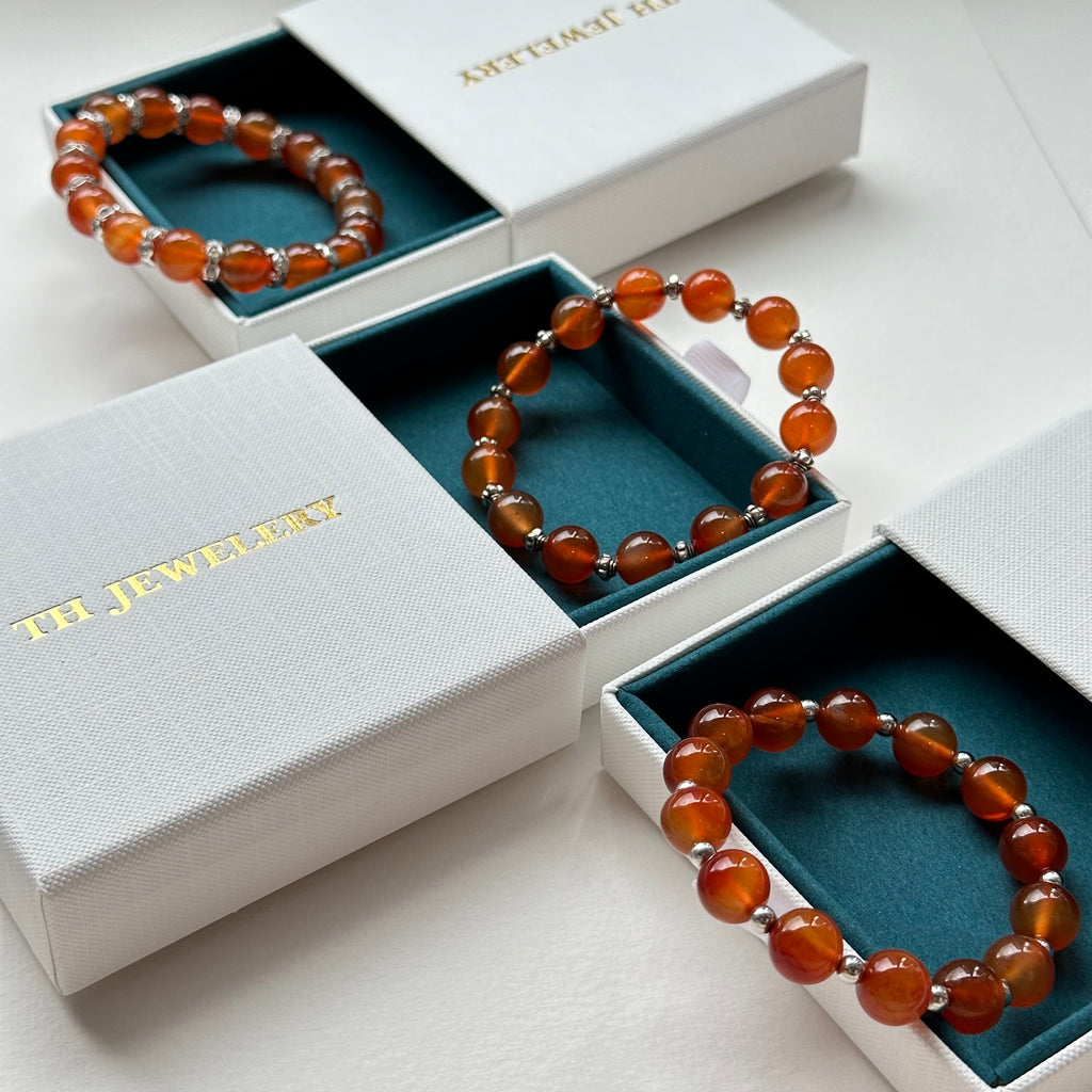 GS2【 7月誕生石 赤玉紅瑪瑙禮盒】精選三款銀飾手鏈手串