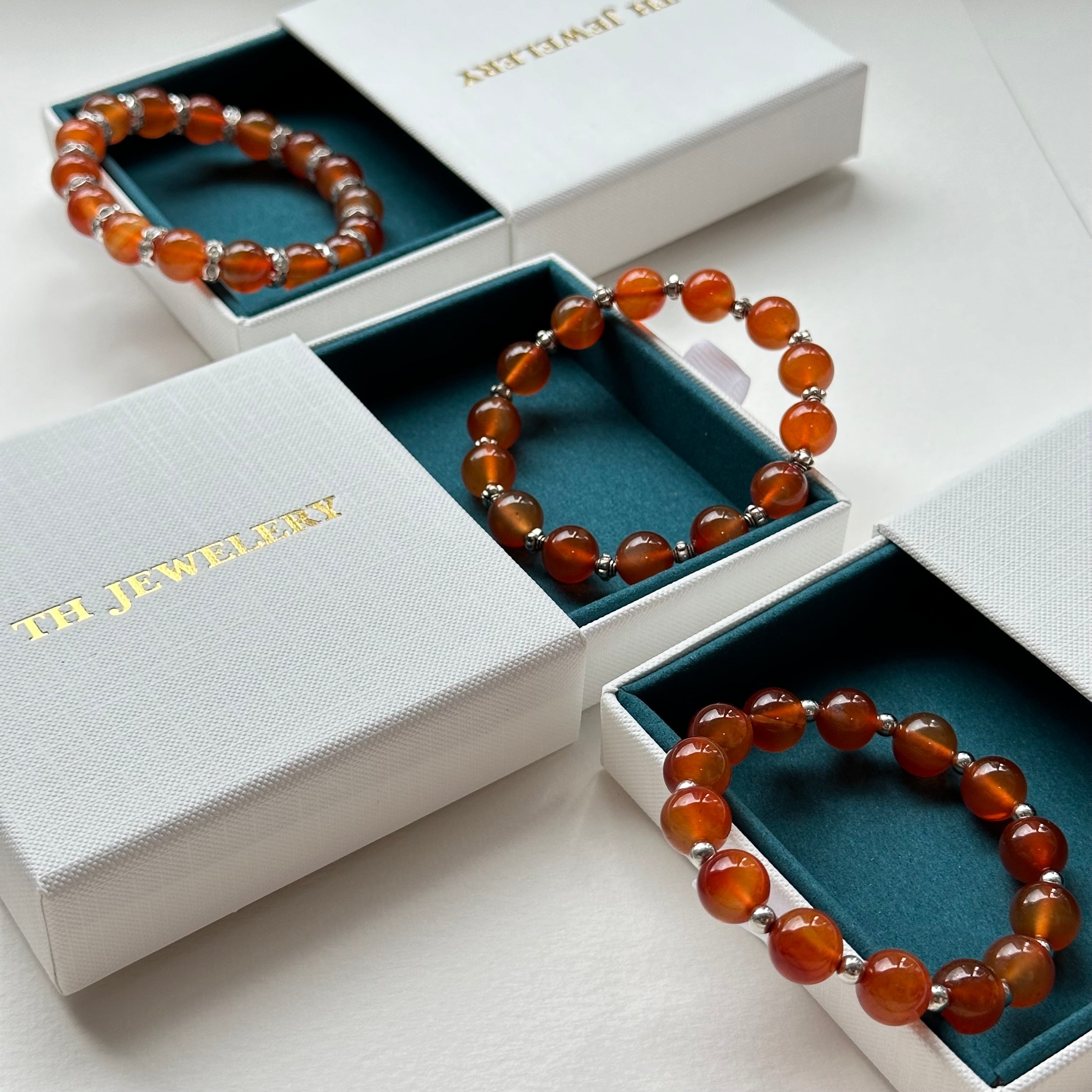 GS2【 7月誕生石 赤玉紅瑪瑙禮盒】精選三款銀飾手鏈手串