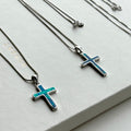 N11 Opal Cross 925 Sterling Silver Necklace