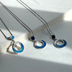 N12 [Sun and Moon Simple Silver Jewelry] Opal 925 Sun and Moon Necklace