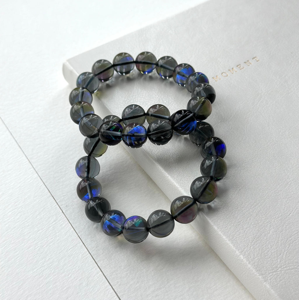B56【暗藍月琉璃】暗月亮琉璃石純珠手鏈手串