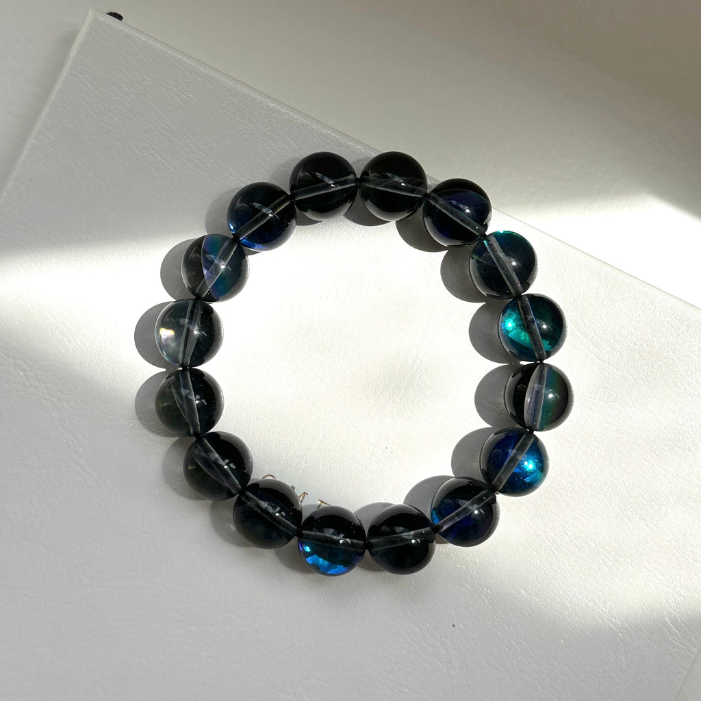 B56【暗藍月琉璃】暗月亮琉璃石純珠手鏈手串