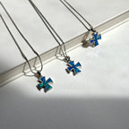 N13 [Simple silver jewelry with cross pattern] Opal 925 cross necklace