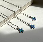 N13 [Simple silver jewelry with cross pattern] Opal 925 cross necklace