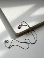 N16 [925 sterling silver necklace] Pink Opal goose egg 925 sterling silver necklace