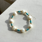 BS79【羅馬蔓貝】白貝母馬蹄螺|松石|鍍金手鏈手串