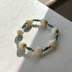 BS79【羅馬蔓貝】白貝母馬蹄螺|松石|鍍金手鏈手串