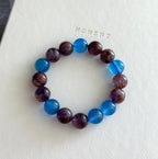 BS83 [On the road to the sea of wisteria flowers] Purple ghost sea blue agate bracelet
