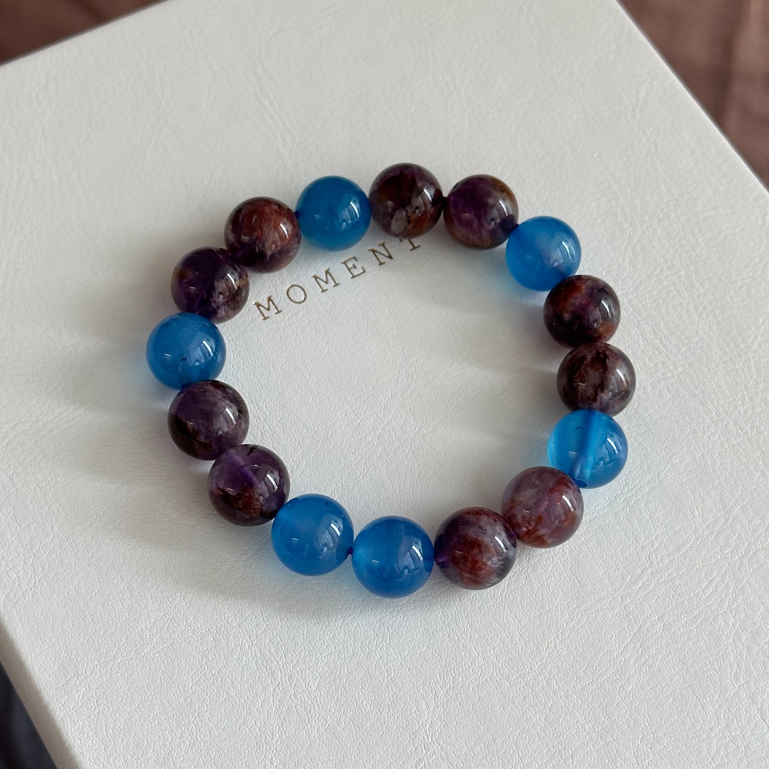 BS83 [On the road to the sea of wisteria flowers] Purple ghost sea blue agate bracelet