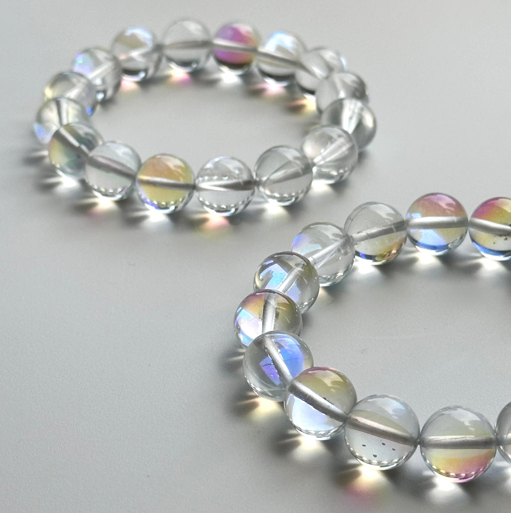 B51 [Blue Moon Glass] Moon Glass Stone Pure Bead Bracelet