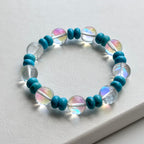 BS85 [Blue Light Glass Series] White Glass Turquoise Bracelet