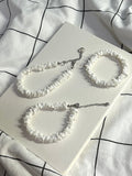 BS87 [Cloud Light] White Seashell Fragment | Heart-Shaped Freshwater Pearl Pendant Bracelet