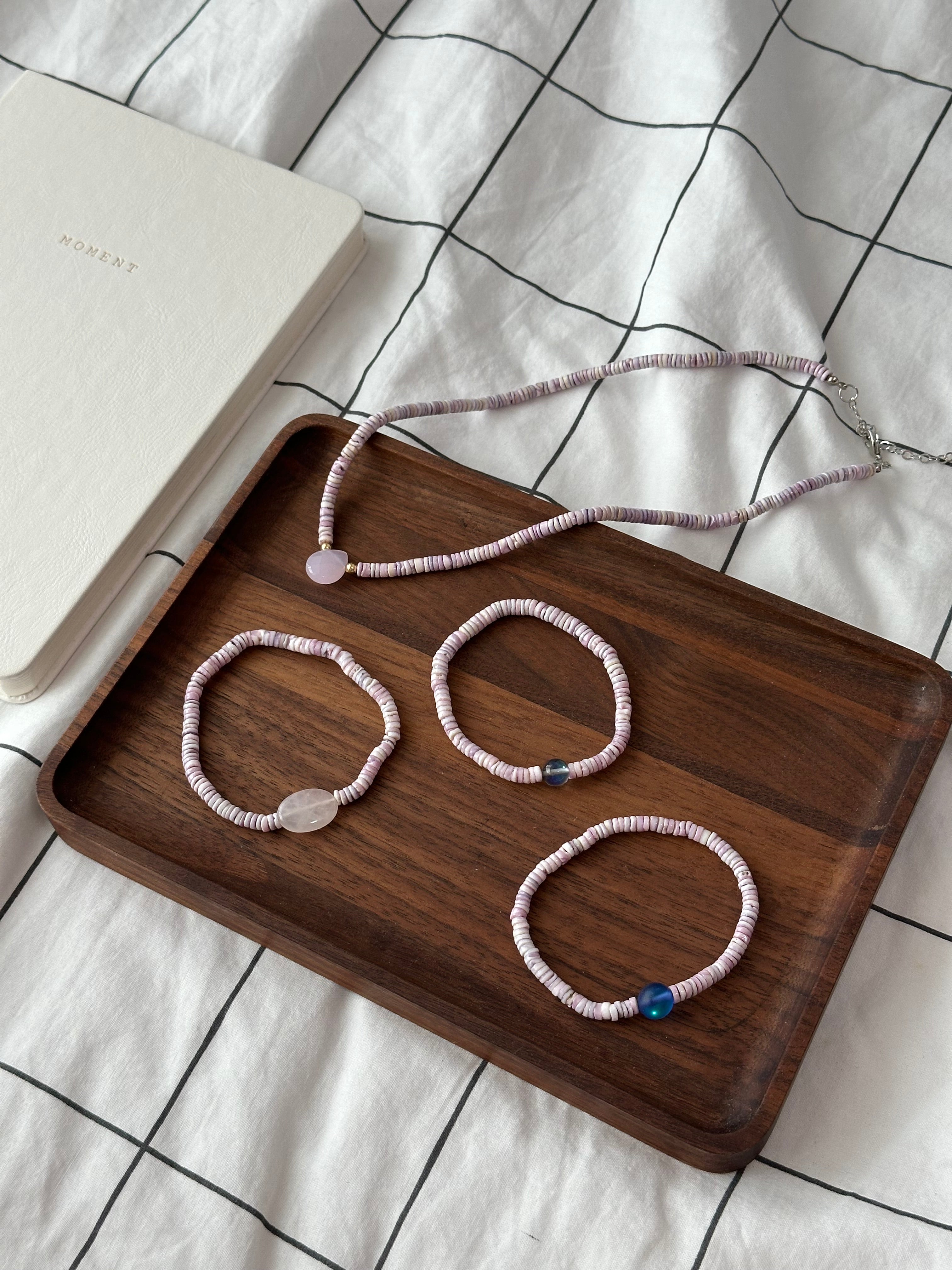 N21 [Shell] Peach Shell Agate Cloud Gold-plated Necklace Necklace Ocean Beach Summer Matching Soul