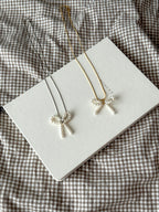 N18 [Bow] Freshwater Pearl Bow Necklace