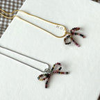 N17【天秤天蠍座|10月誕生石】碧璽蝴蝶結星切頸鏈項鏈