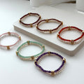 BS88 Rose Quartz | Green Aventurine | Amethyst | Gold Sand | Garnet | Agate | White Crystal | Freshwater Pearl Gold-plated Double Ring Bracelet
