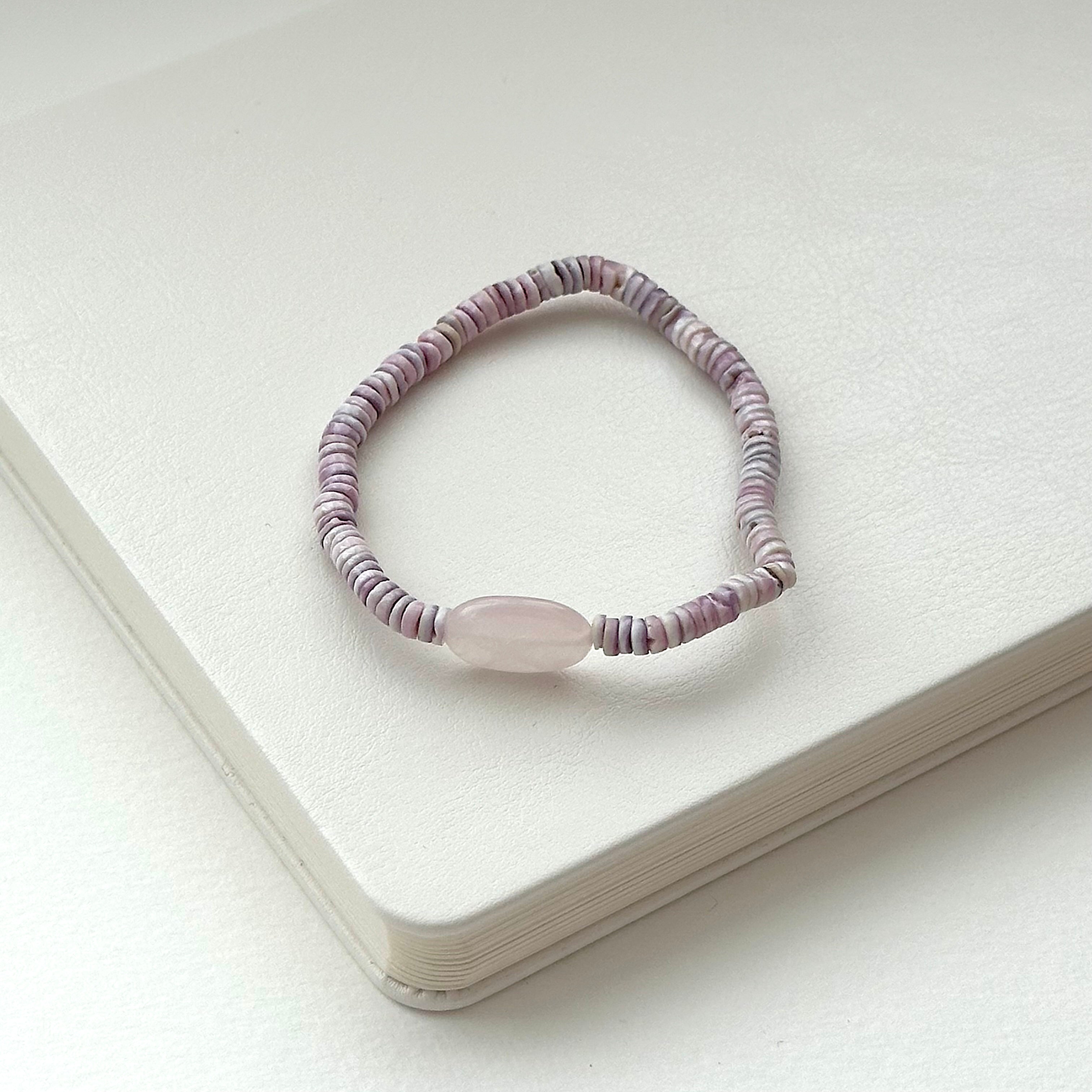 BS92 Lavender Seashell Glass Bracelet (Three Styles)
