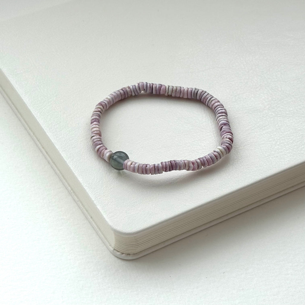 BS92 Lavender Seashell Glass Bracelet (Three Styles)