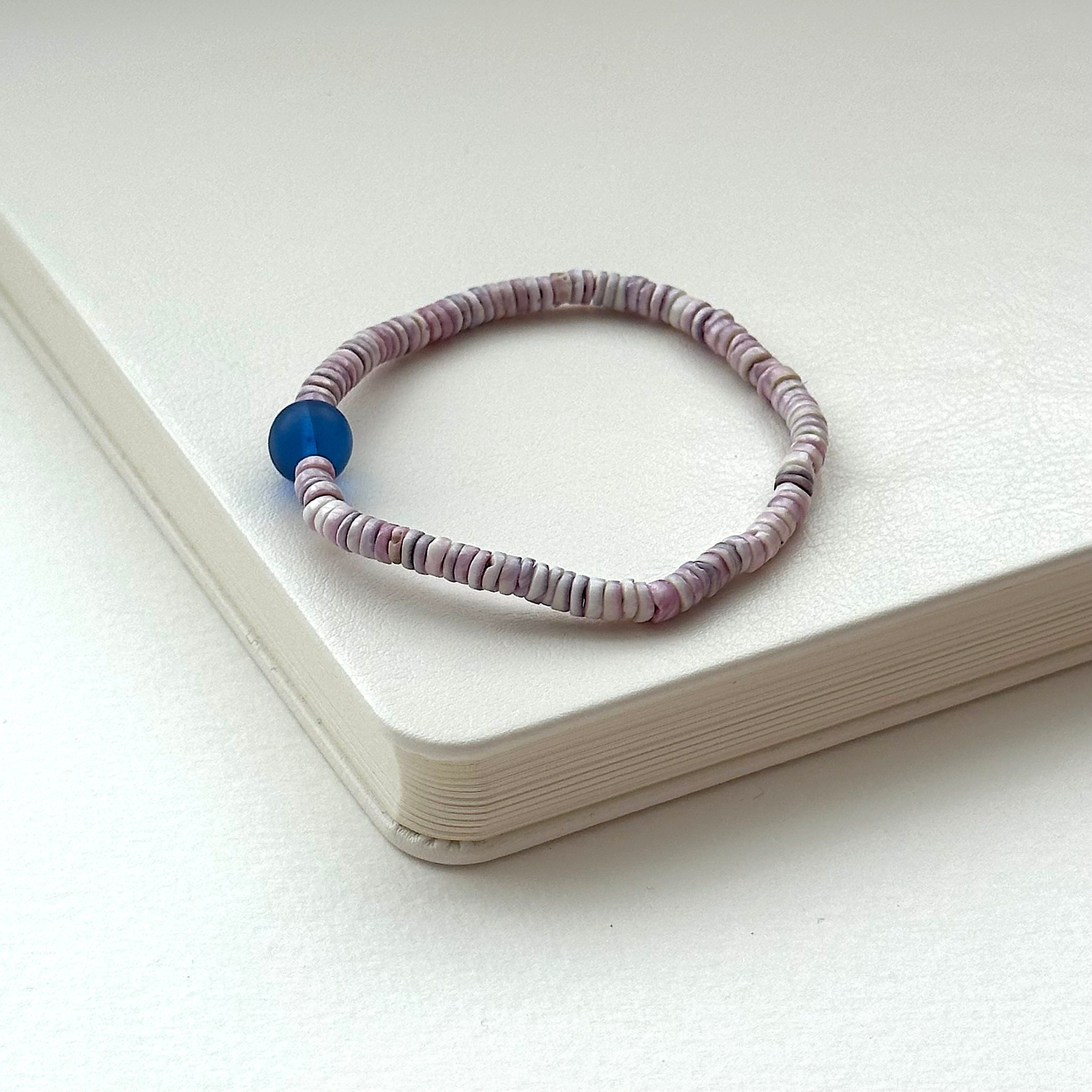 BS92 Lavender Seashell Glass Bracelet (Three Styles)