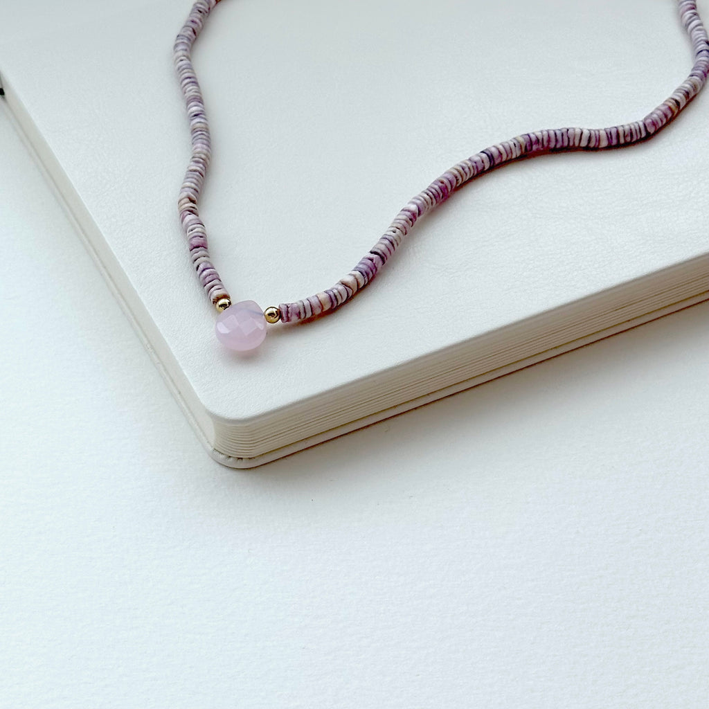 N21 [Shell] Peach Shell Agate Cloud Gold-plated Necklace Necklace Ocean Beach Summer Matching Soul