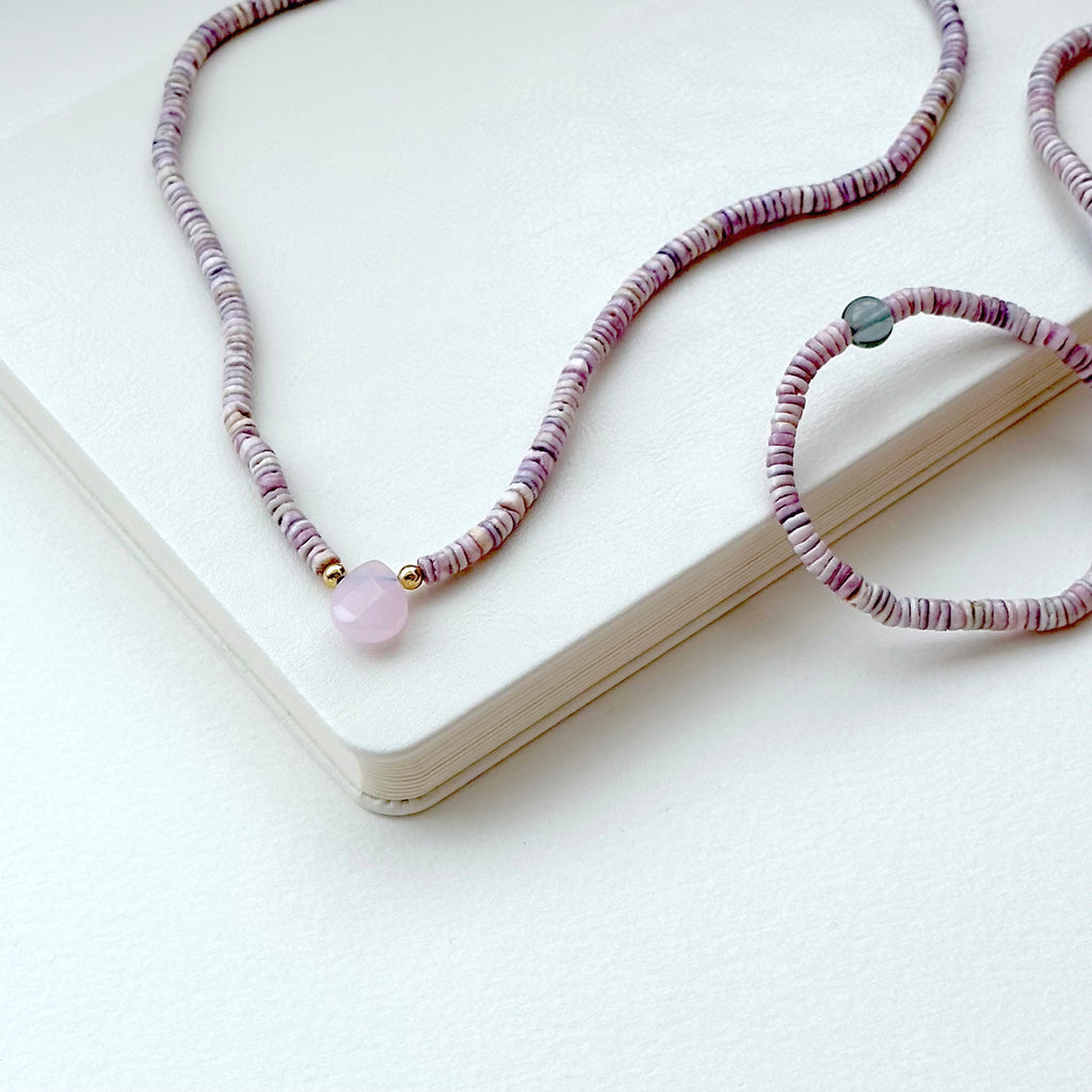 N21 [Shell] Peach Shell Agate Cloud Gold-plated Necklace Necklace Ocean Beach Summer Matching Soul