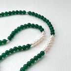 BS102 [Three Rings • Forest Guardian] Green Agate | Freshwater Pearl | Gold-plated Three-Circle Thin Bracelet Bracelet Can Be Used As Necklace