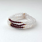 BS103 [three rings] white agate | garnet | gold-plated three-ring thin bracelet can be used as a necklace