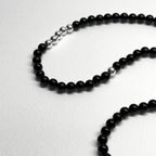 BS105【三環】黑瑪瑙|鍍銀三圈細手鏈手串 可當頸鏈項鏈