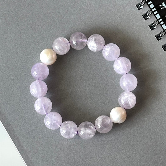 BS108 【混珠】薰衣草紫水晶|淡水珍珠手鏈手串  Lavender Amethyst Bracelet