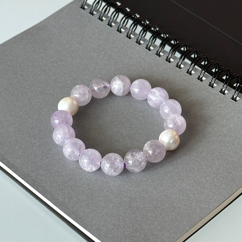 BS108 Lavender Amethyst | Freshwater Pearl Bracelet