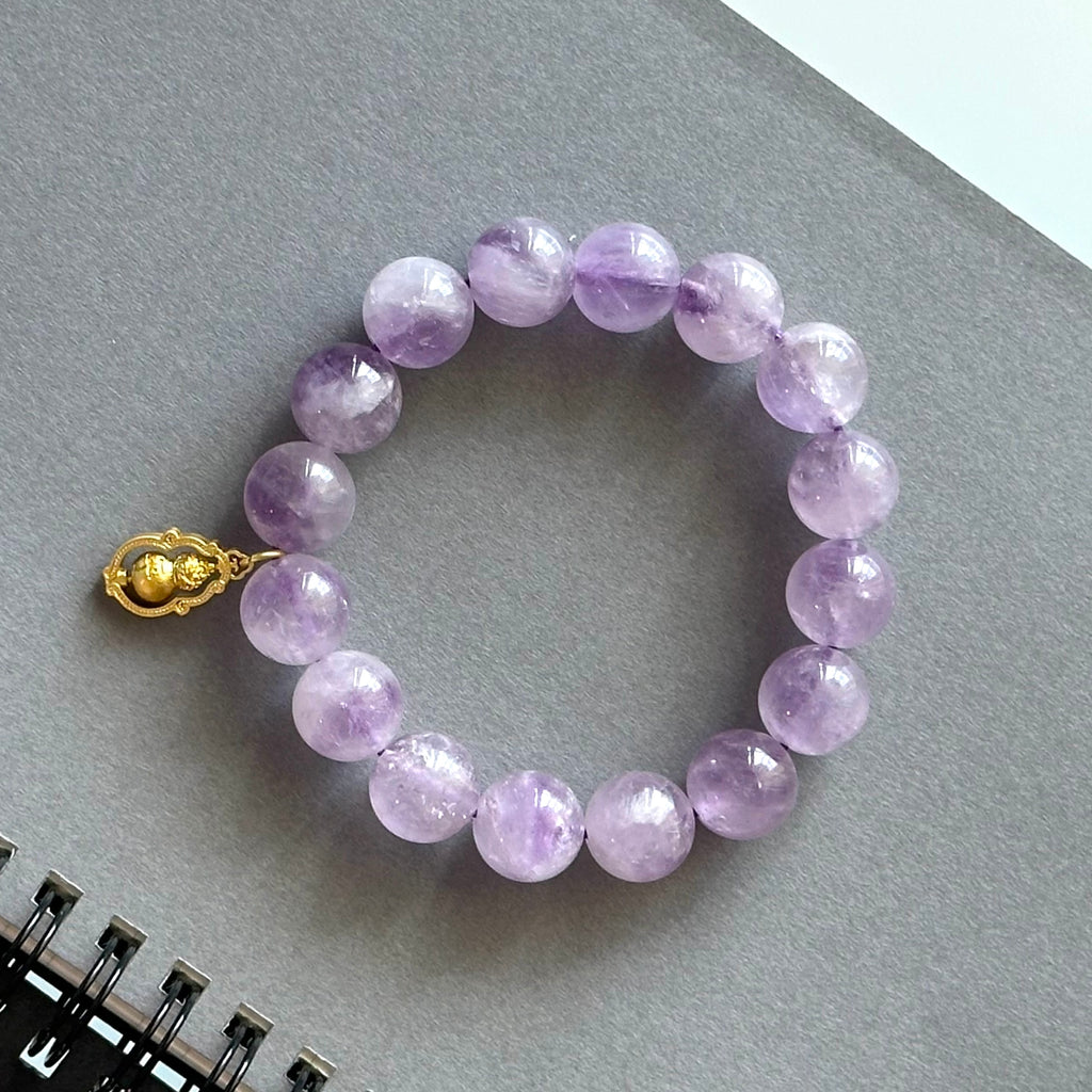 BS110 [Wisteria Flower Sea] Lavender Amethyst | 14k Gold Plated Gourd Bracelet/Bead