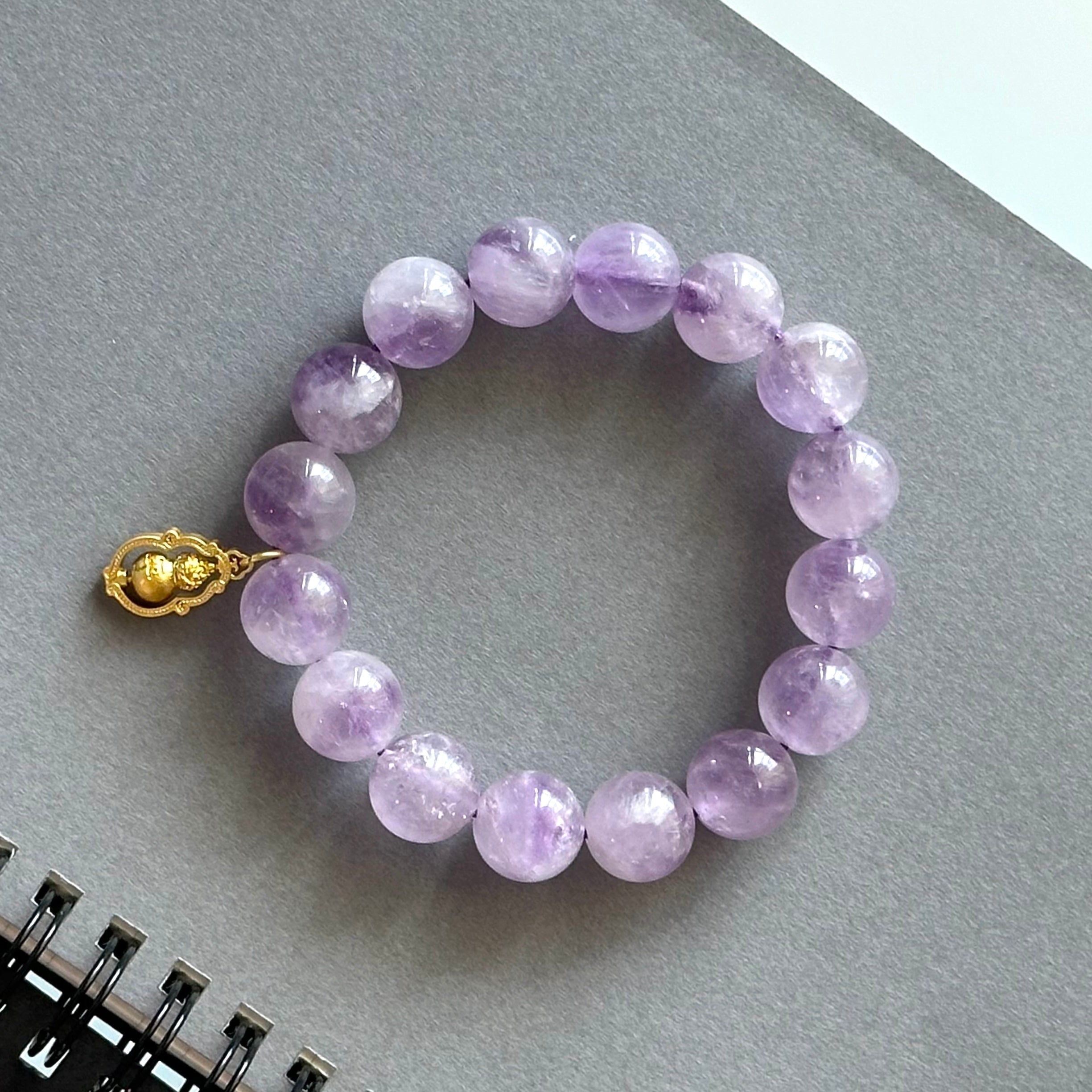 BS110 [Wisteria Flower Sea] Lavender Amethyst | 14k Gold Plated Gourd Bracelet/Bead