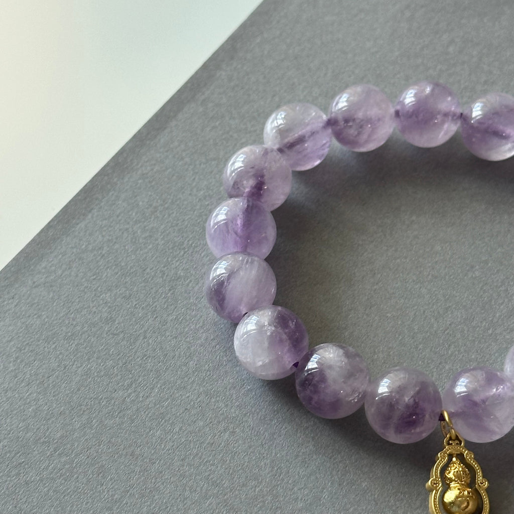 BS110 [Wisteria Flower Sea] Lavender Amethyst | 14k Gold Plated Gourd Bracelet/Bead