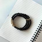 BS104【三環】黑瑪瑙|鍍金三圈細手鏈手串 可當頸鏈項鏈