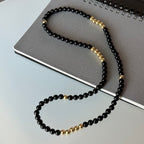 BS104【三環】黑瑪瑙|鍍金三圈細手鏈手串 可當頸鏈項鏈