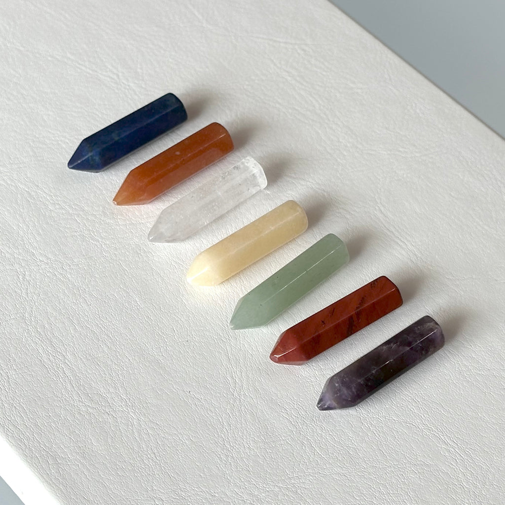 TS6【水晶滾石】七脈輪六角柱