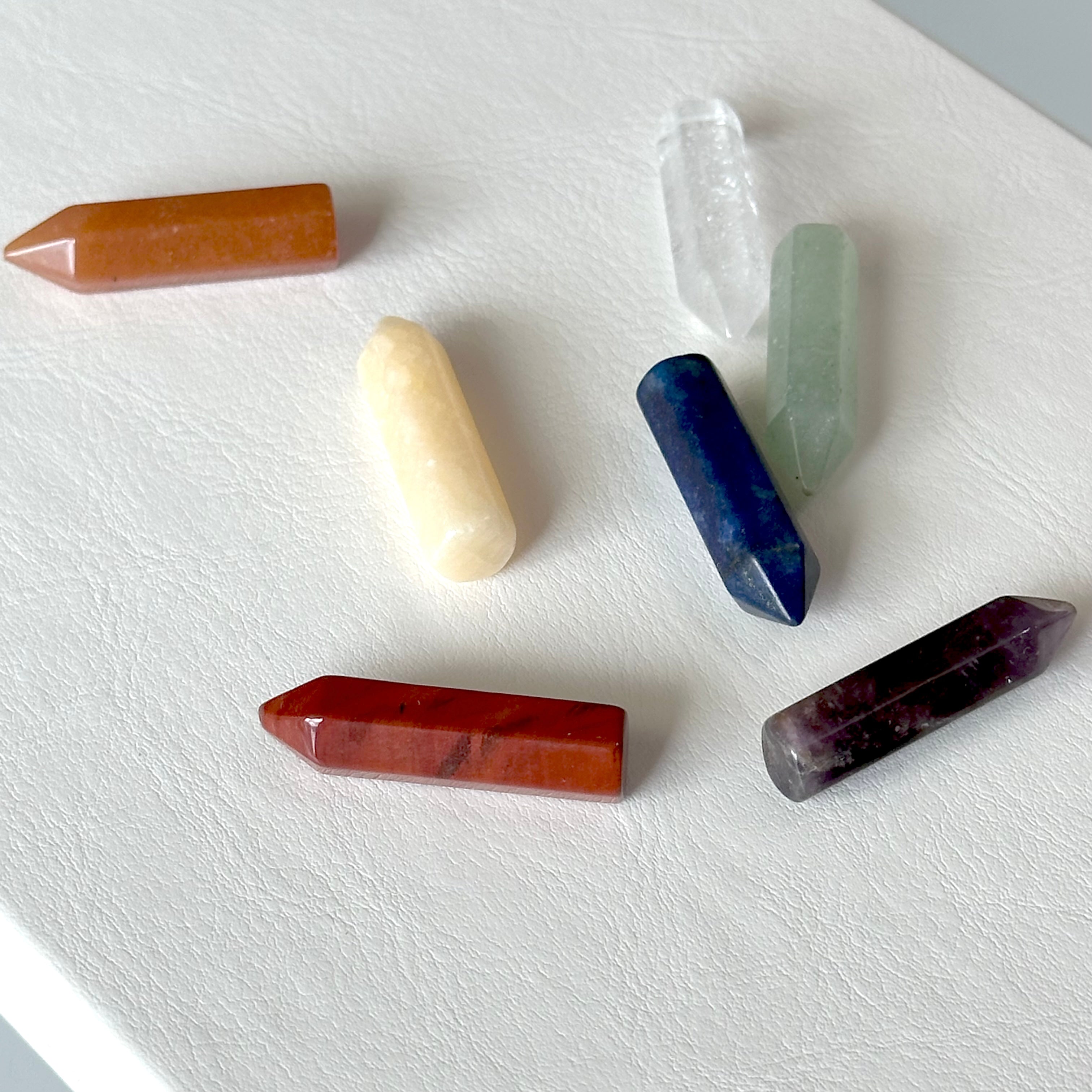 TS6【水晶滾石】七脈輪六角柱