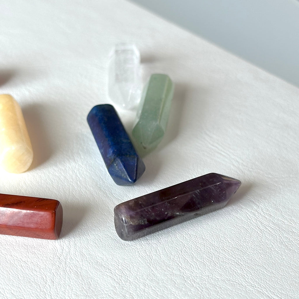 TS6【水晶滾石】七脈輪六角柱