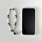 S2【寶石手機相機掛鏈掛繩】黑瑪瑙｜仿珍珠｜鍍金掛繩吊繩