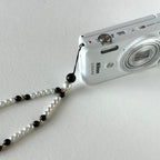 S2【寶石手機相機掛鏈掛繩】黑瑪瑙｜仿珍珠｜鍍金掛繩吊繩
