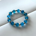 BS112 [Blue World] Aquamarine Agate | Simple 18k Gold Plated Bracelet