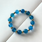 BS112 [Blue World] Aquamarine Agate | Simple 18k Gold Plated Bracelet