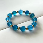 BS112 [Blue World] Aquamarine Agate | Simple 18k Gold Plated Bracelet