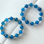 BS111【Blue World】Sea ​​Blue Agate Simple Silver Plated Bracelet