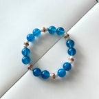 BS113 [Blue World] Aquamarine Agate | Freshwater Pearl | Rose Gold Plated Bracelet