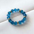 BS114 [Blue Banquet] Aquamarine Agate Classic Pattern Gold Plated Bracelet