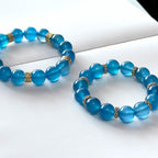 BS114 [Blue Banquet] Aquamarine Agate Classic Pattern Gold Plated Bracelet