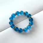BS115【Blue Banquet】Sea Blue Agate•Flower Gold-plated Bracelet Ocean Stable Emotions