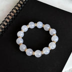BS117 [Bai Han] White Agate • 18k gold-plated bracelet